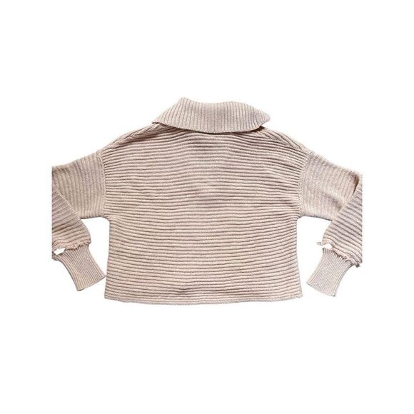 Free People Marlie Pullover Collared Deep V Chunky Knit Sweater Pink Women’s XS - Picture 15 of 16